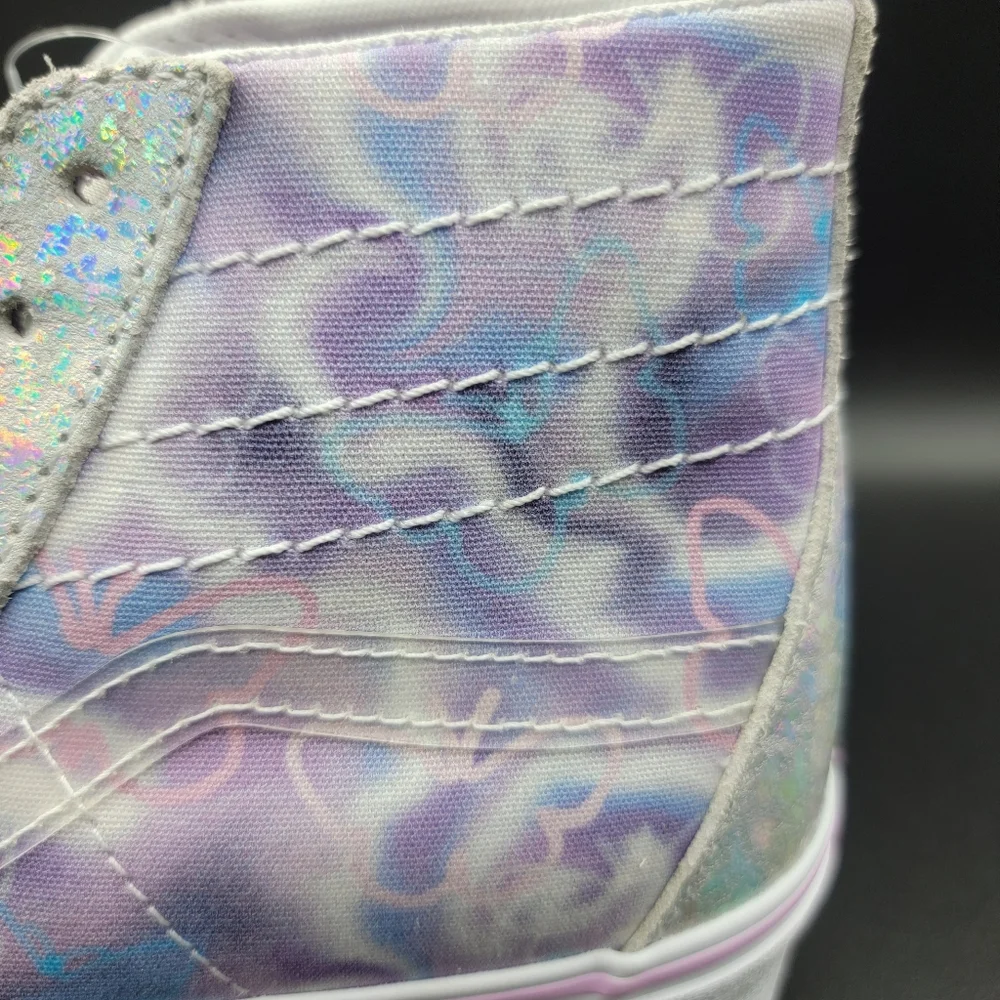 Vans Sk8-Hi Platform Butterfly Silver Purple White Women's Shoes Size 7.5 New